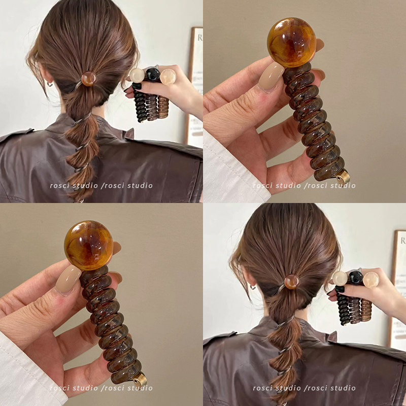 复古简约泡泡辫头绳电话线发圈女高级感马尾编发头圈2026新款发饰,饰品/流行首饰/时尚饰品新,发饰,淘宝优惠券,粉丝福利购,淘宝优惠卷