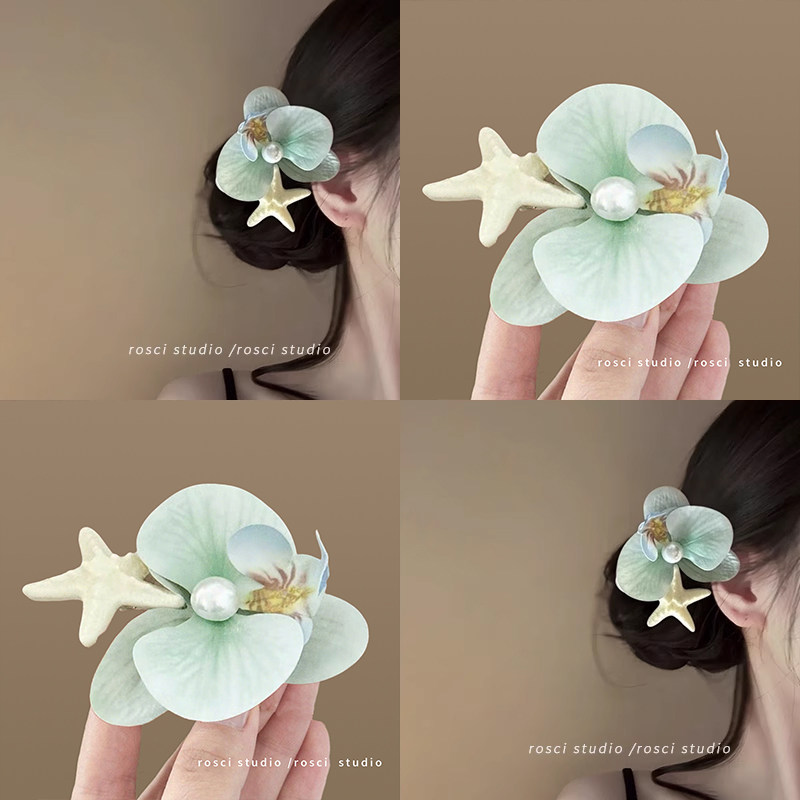 夏季海星蝴蝶兰花朵发夹女海边氛围感鸭嘴夹度假风拍照头饰侧边夹,饰品/流行首饰/时尚饰品新,发饰,淘宝优惠券,粉丝福利购,淘宝优惠卷