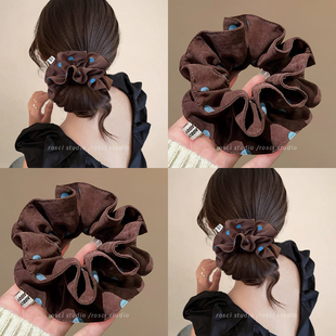 复古波点大肠发圈女款高级感大号扎头发绳丸子头饰半扎发头花发饰