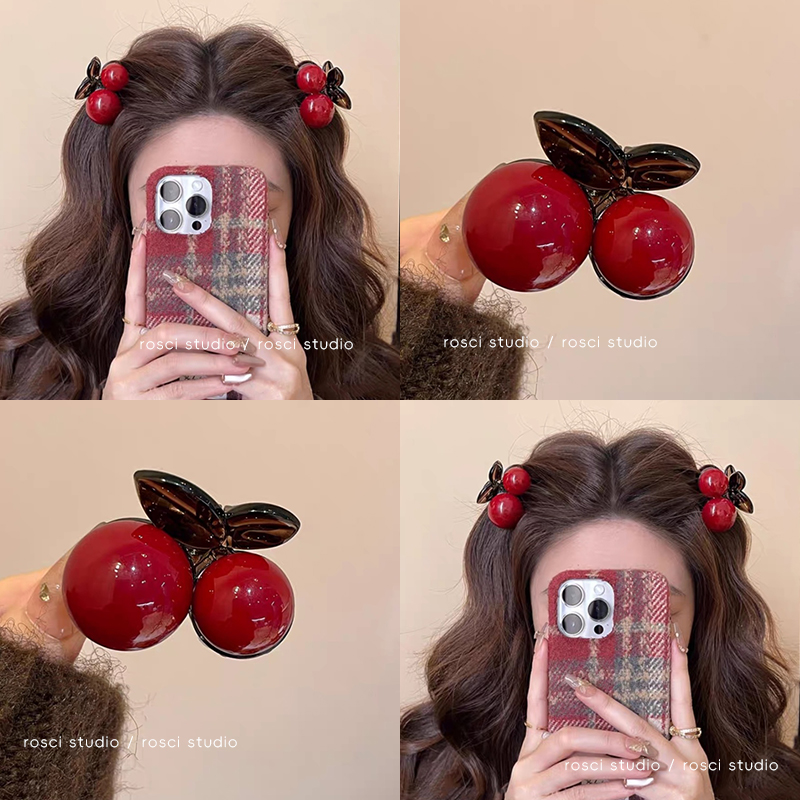 冬季樱桃抓夹女2024新款