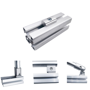 欧标铝型材连接件与第三代铝合金精益管固定连接国标型材后装接头