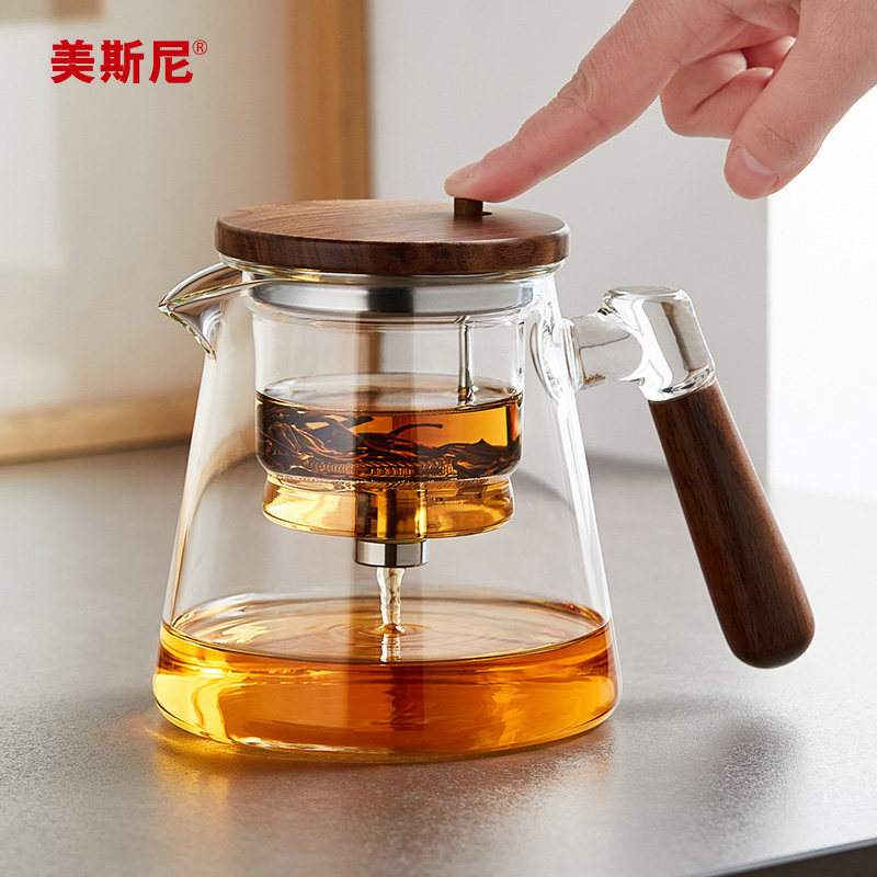 美斯尼玻璃飘逸杯泡茶壶全玻璃过滤茶水分离杯按压式冲泡茶器茶具