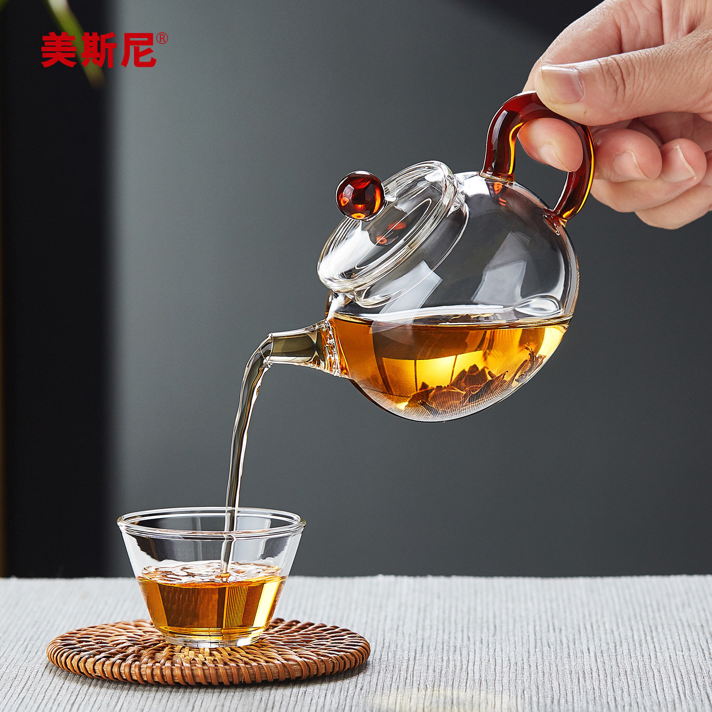 美斯尼玻璃小茶壶一人用泡茶器图片