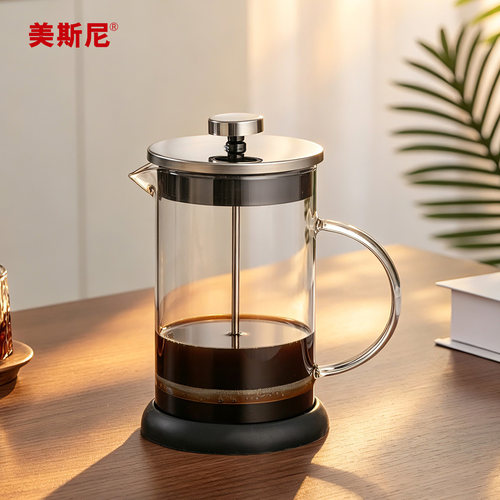 美斯尼玻璃法压咖啡壶双层过滤