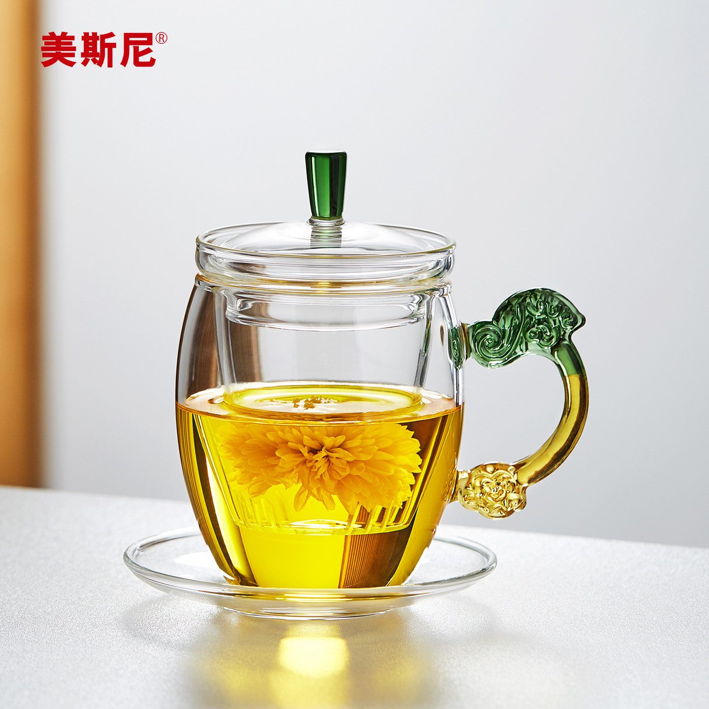 美斯尼琉璃把茶杯玻璃杯带盖女士玻璃水杯过滤泡茶杯茶水分离,餐饮具,玻璃杯,淘宝优惠券,粉丝福利购,淘宝优惠卷