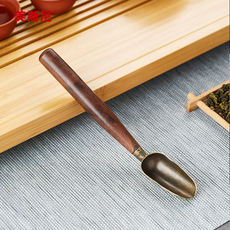 美斯尼实木取茶勺家用量勺茶具配件合金茶匙单只茶叶专用勺子茶铲,餐饮具,茶匙,淘宝优惠券,粉丝福利购,淘宝优惠卷