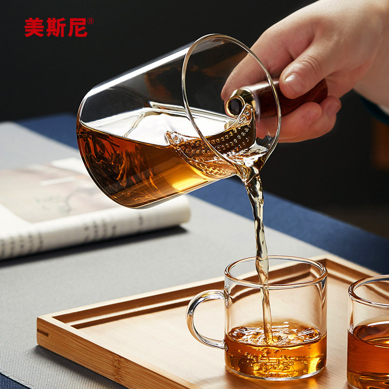 玻璃公道杯茶滤茶漏一体公杯耐高温绿茶玻璃分茶器茶具配件泡茶杯