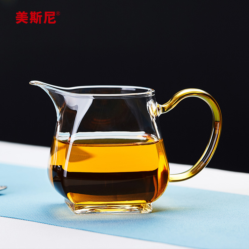 美斯尼耐热玻璃公道杯茶漏一体分茶器高档茶具配件单个茶海公杯