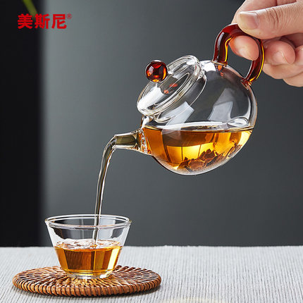 美斯尼玻璃小茶壶单壶泡茶一人用高档家用茶水分离泡茶器功夫茶具