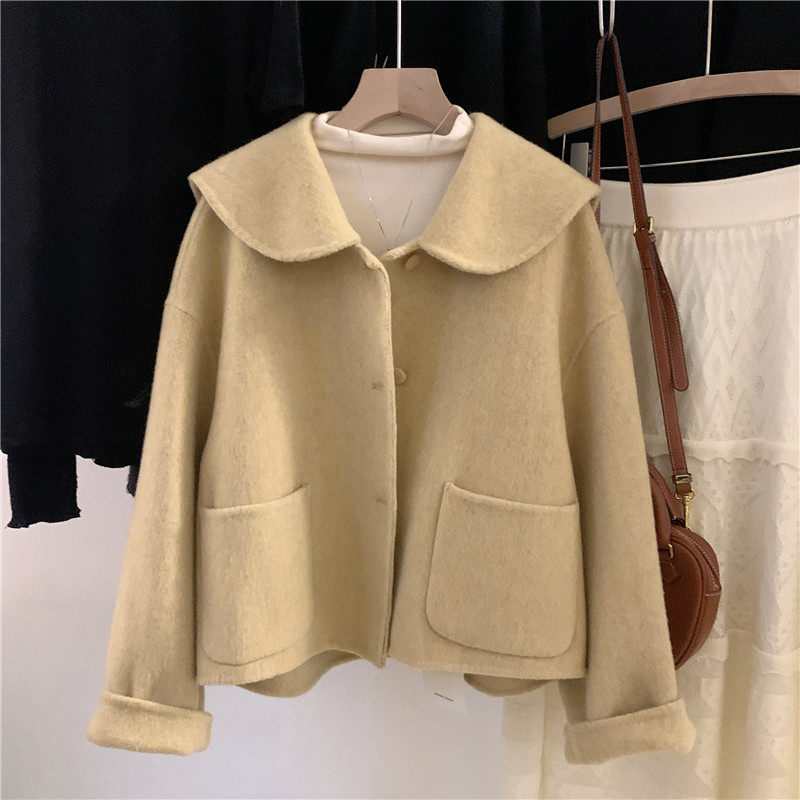 韩国订单娃娃领宽松显瘦短款小个子减龄遮肉保暖呢大衣外套女上衣