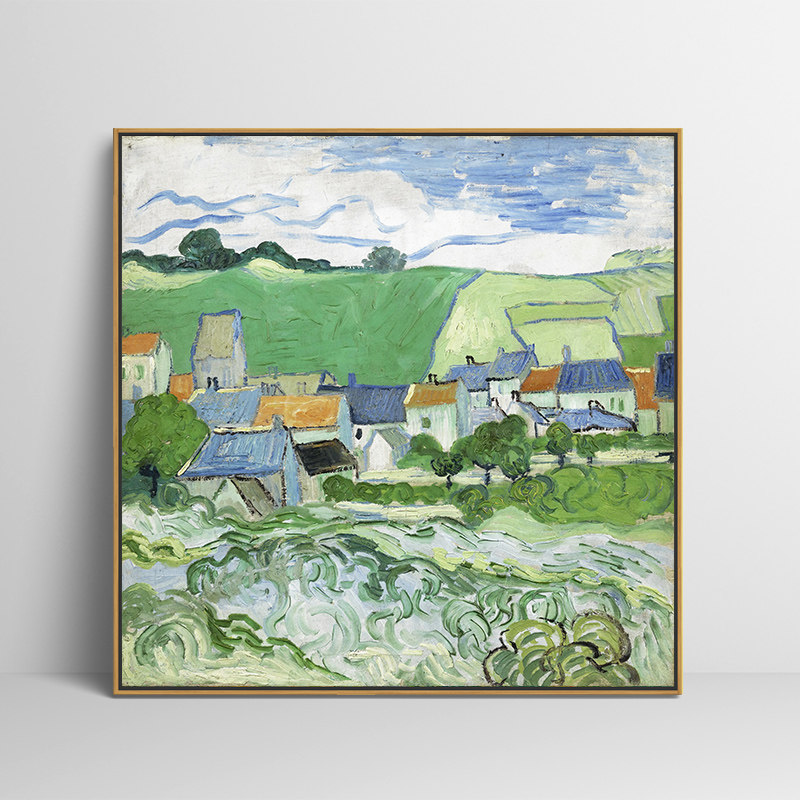 奥弗斯的房屋 梵高建筑风景仿制油画客厅卧室沙发背景装饰画挂画
