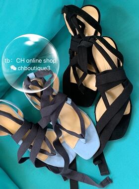 【chenyunmu】亏清不退不换 异形跟夹趾绑带凉鞋