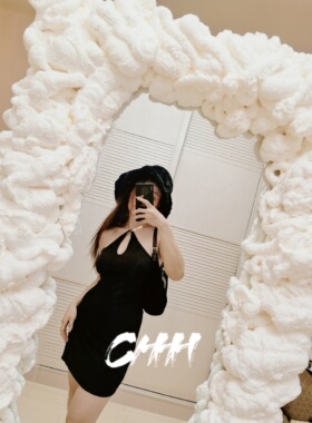 【chenyunmu】vintage 一条大金链子镂空挂脖露背 连衣裙