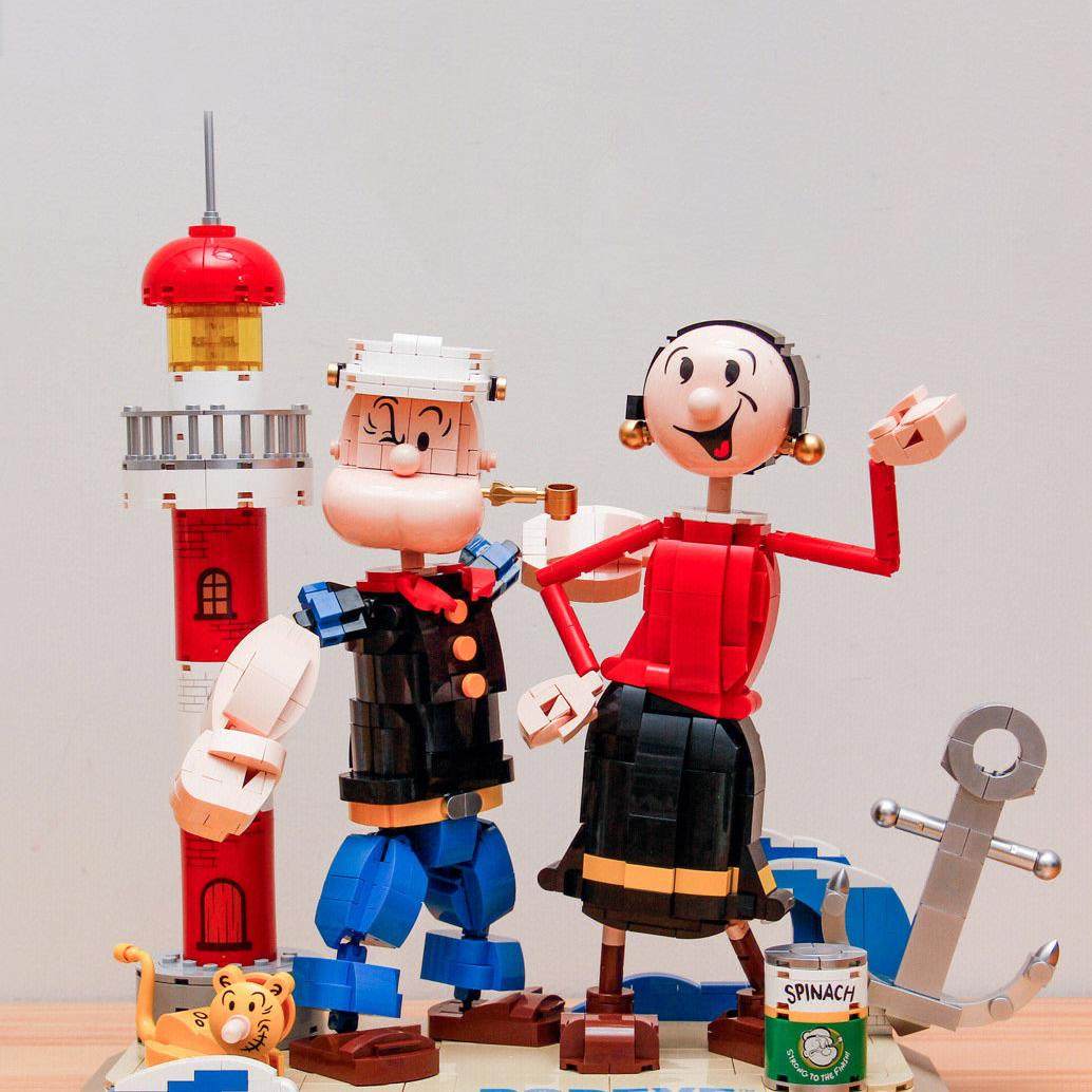 拼奇大力水手积木玩具86401人偶奥莉薇模型拼装益智积木摆件