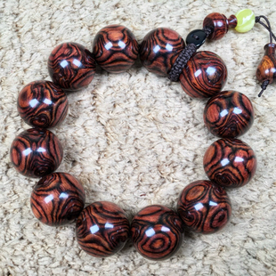 海南黄花梨手串紫油梨鬼脸2.0对眼蜘蛛纹108颗水波满瘤疤佛珠女男