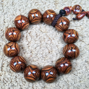 海南黄花梨瘤疤花水波108颗女佛珠男手串紫油梨鬼脸2.0对眼蜘蛛纹