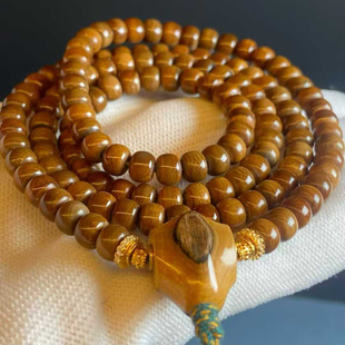 猛犸象牙手串108颗手链女蓝眼药片圆珠老型收藏级8mm冰咖料佛珠男