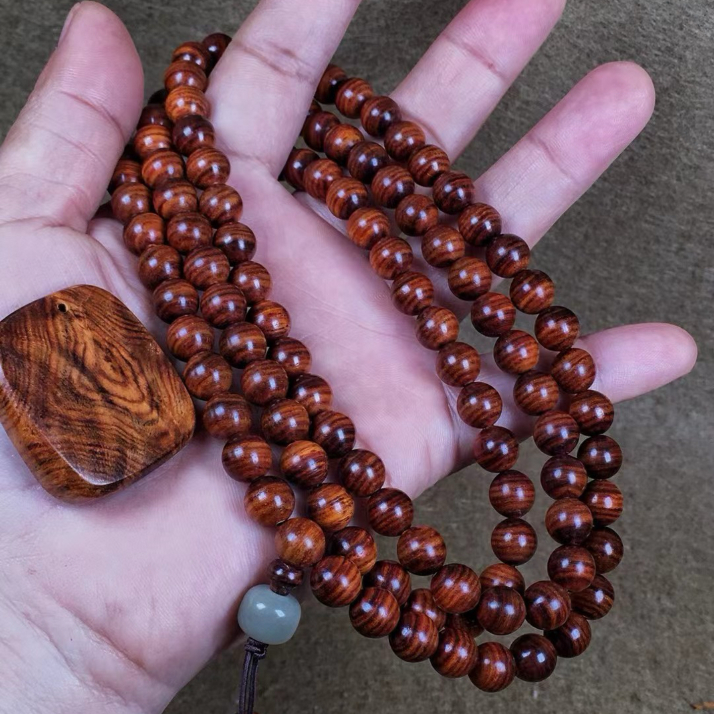 海南黄花梨紫油梨佛珠手串男女鬼脸对眼2.0蜘蛛纹瘤 疤水波108颗