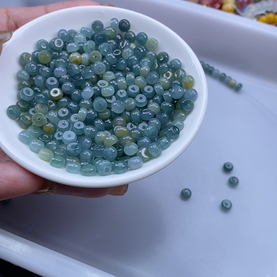 5.4x3.5mm秋香色蓝水算盘珠20个