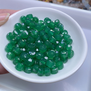 7.4x5mm绿玛瑙切面车轮珠10个