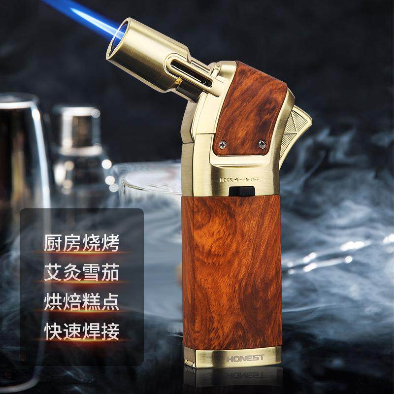 百诚新款跨境小型直冲金属充气雪茄打火机户外便携高温喷火枪
