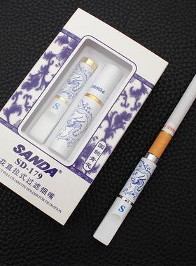 三达SD-179创意个性青花瓷直拉杆式型过滤烟嘴烟具厂家