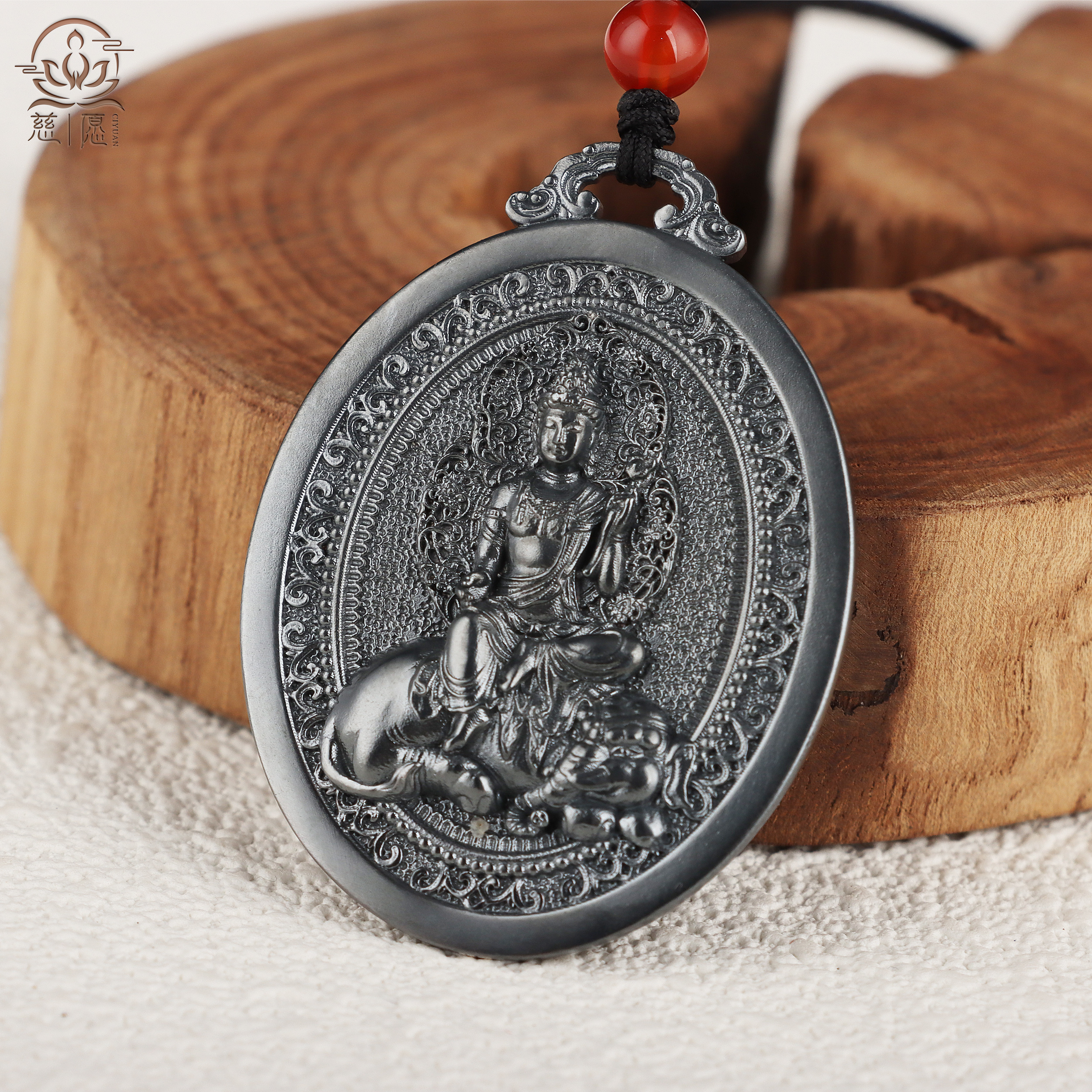 纯银普贤菩萨佛牌吊坠