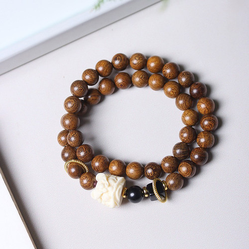 绿檀木 黑花梨金丝檀DIY圈圈醒狮款手链规格8mm男女念珠首饰手串