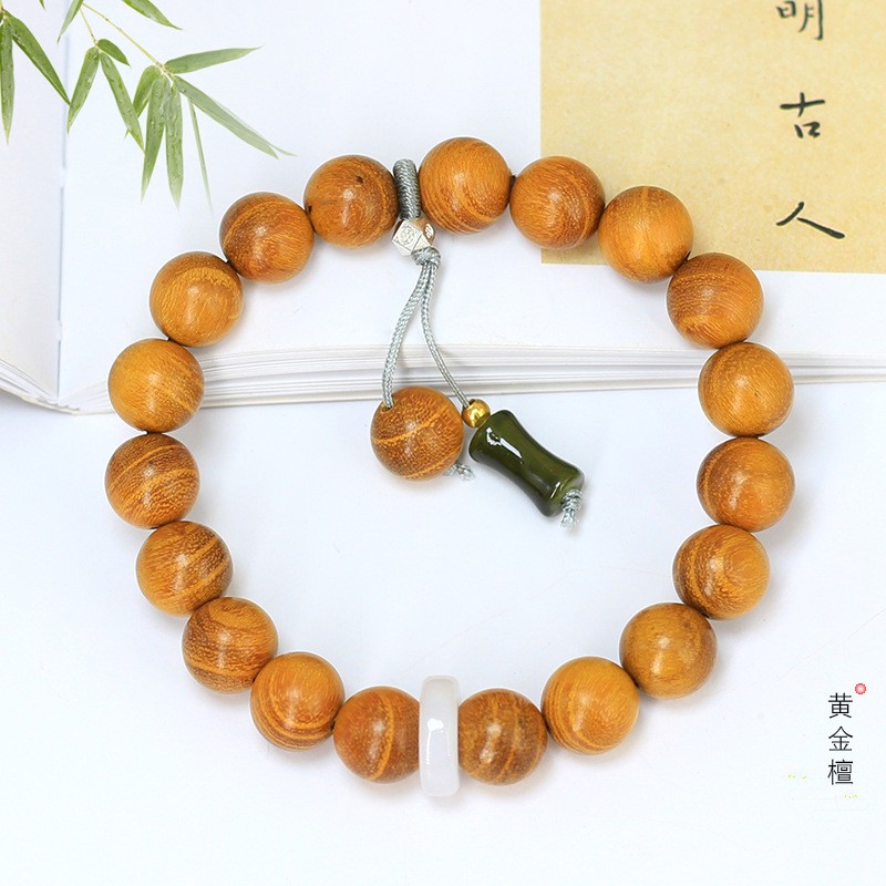 黄金檀DIY元竹款手串首饰厂家批发规格10MM男女简约风念珠装饰品