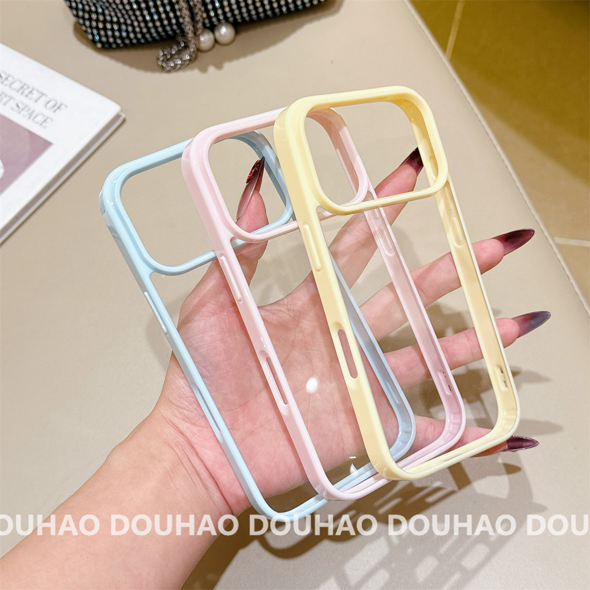 适用于苹果17Promax手机壳透明凹槽diy手机壳iPhone16硬底15/14/13/12/11全包防摔保护套