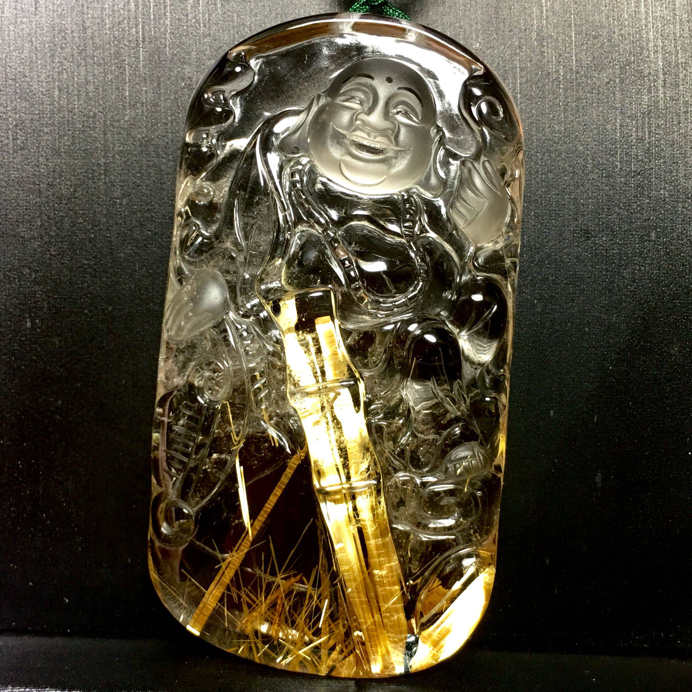 专柜正品天然巴西钛晶全身自在佛牌大吊坠白体黄钛男女挂件转运必