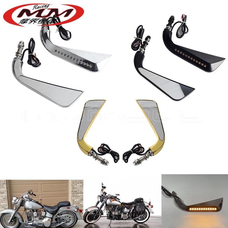 适用于哈雷戴娜肥仔路王Iron&nbsp;883摩托车改装件带LED转向灯后视镜
