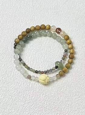 [听风挽]新中式清透串珠莲花手链女高级感中国风手串轻奢手饰潮