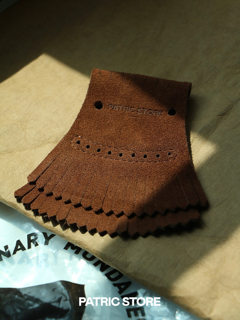 patric store 马蹄 mati 日系棕色双层翻毛皮手工流苏鞋舌装饰