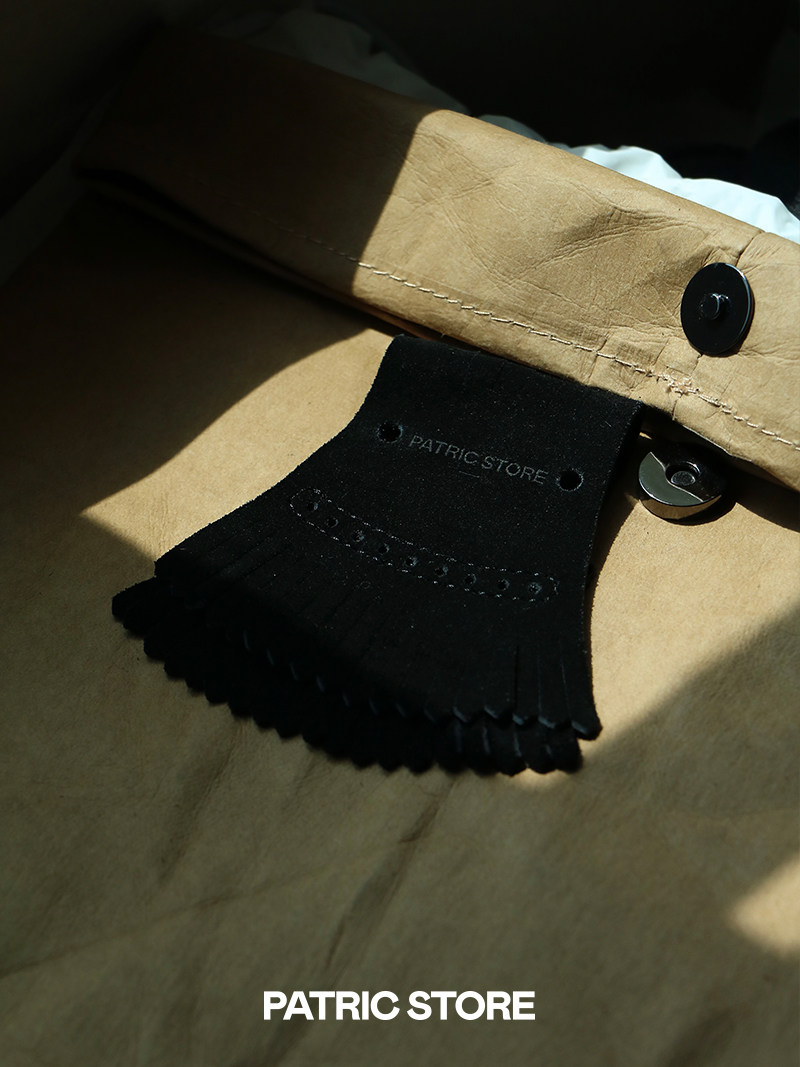 patric store 烈骏 liejun 日系黑色双层翻毛皮手工流苏鞋舌配件