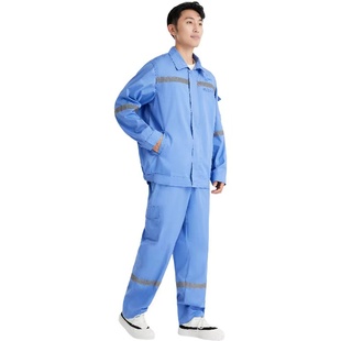 中核五公司春秋夏季工作服套装核电工人耐穿透气涤棉反光劳保服