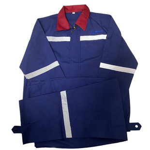 中核五公司春秋涤棉工作服套装核电劳保服反光条耐磨耐穿工装制服