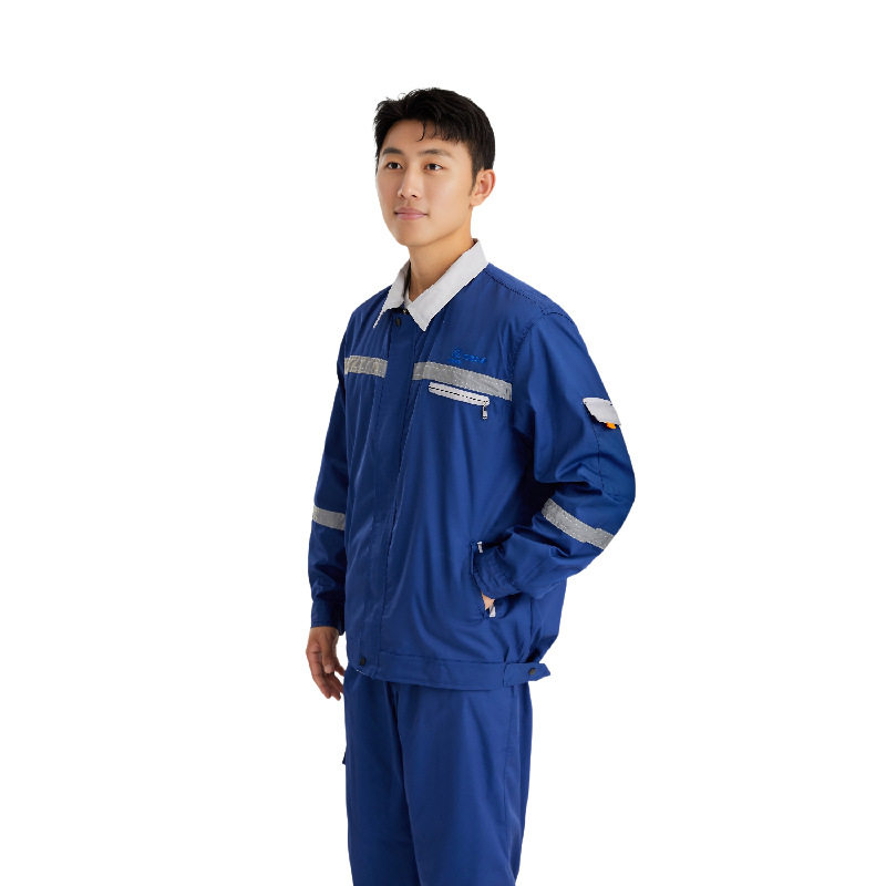 中核华辰夏装涤棉细斜全工艺反光条工作服套装工厂厂服耐磨劳保服