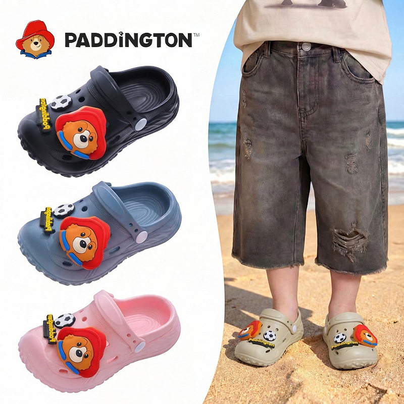 帕丁顿熊儿童洞洞鞋2026夏季软底宝宝凉拖鞋男女童卡通包头沙滩鞋