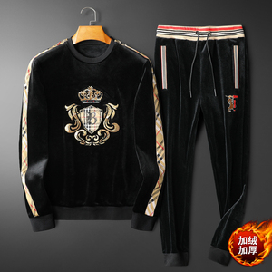 精品302 秋冬男士金丝绒双面绒加厚套装 T2150P225图片