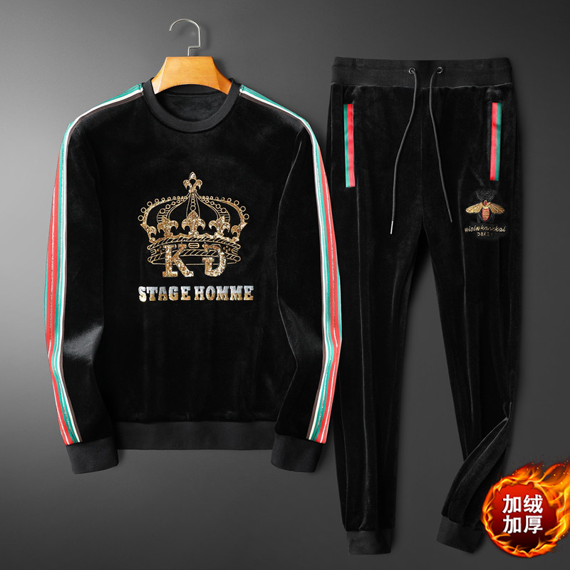 秋冬金丝绒加绒加厚套装卫衣男 D302--T2152P225图片