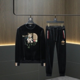 秋冬装新款金丝绒加绒加厚套装T5510P235，男装休闲套装，电商D302