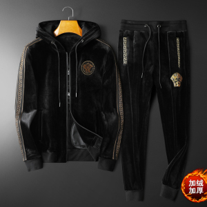 秋冬金丝绒加绒加厚套装连帽卫衣男 D302--T7203P295图片