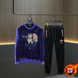 秋冬装新款金丝绒加绒加厚套装T5510P235，男装休闲套装，电商D302