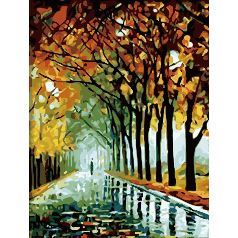 数字24小时填色送礼公园油画包邮