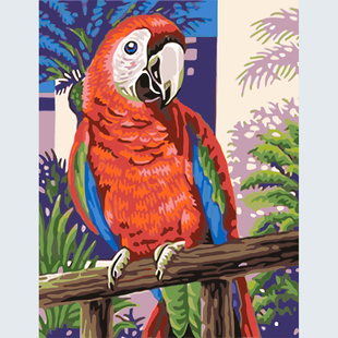 鹦鹉 栏杆上 数字油画手绘填色充画减压手工diy油彩画 GX6475