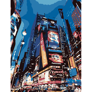 diy数字油画填充油彩画手工减压填色画纽约时代广场