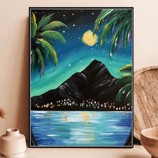 梵高的科帕卡巴纳夜晚数字油画diy手工填充色丙烯油彩画