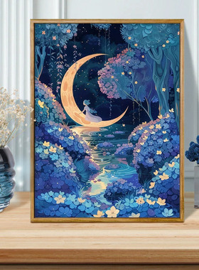 绣球花秘境数字油画diy填色画手工手绘丙烯油彩画装饰画
