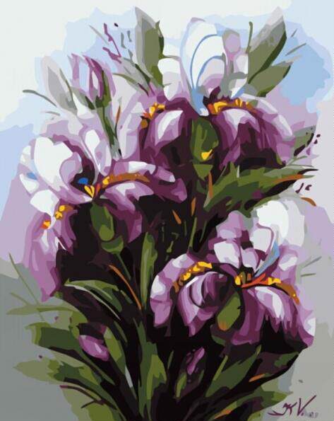 数字油画手绘diy填色油彩画植物花卉客厅装饰 gx7074 美丽鸢尾花